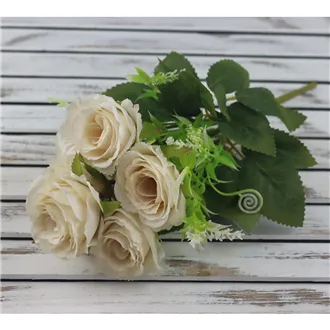 kytica ruží mini 32 cm, KRÉMOVÁ
