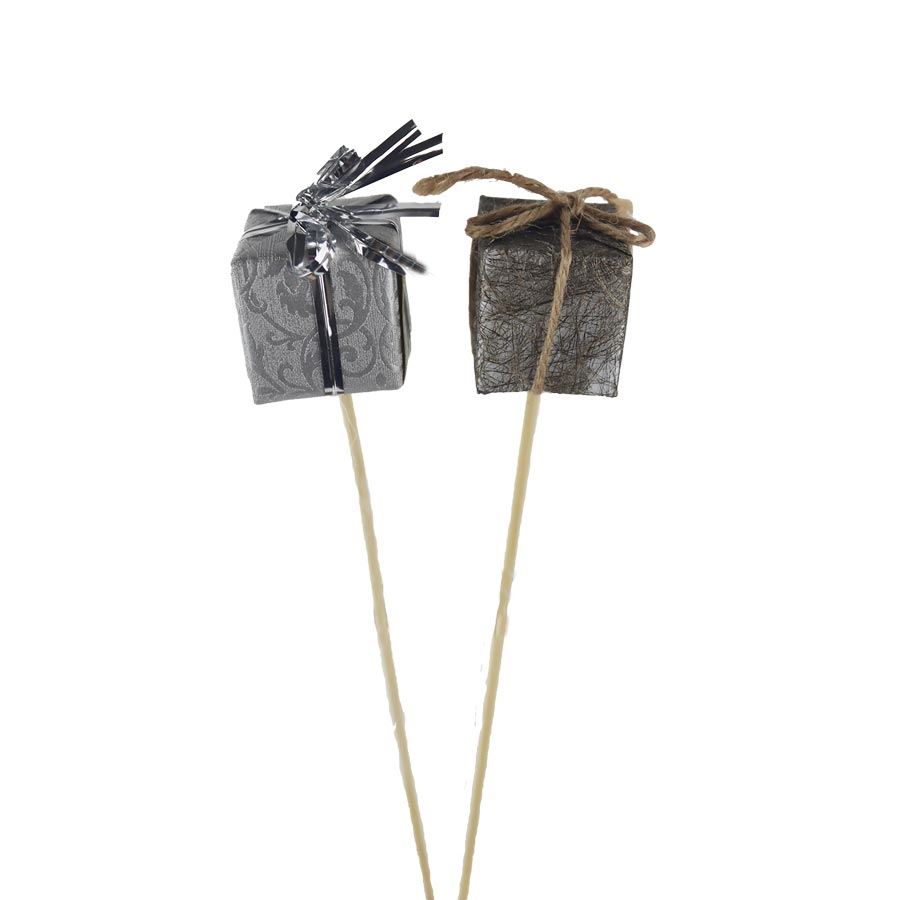 Zápich dekoračný vianočný darček, 2 ks A0343