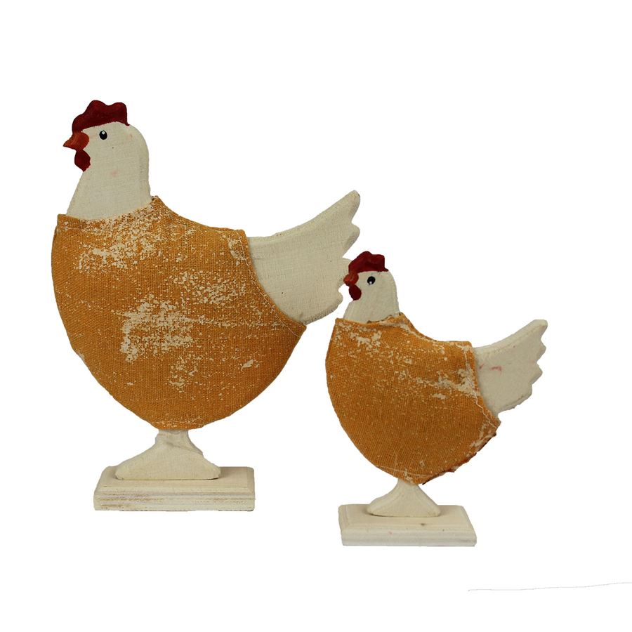 Drevená sliepočka s látkou sada 2 ks D0123