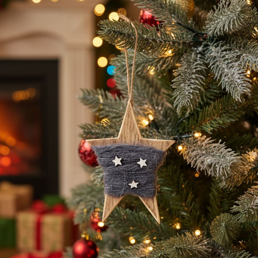 Hviezda na zavesenie sivá D1719-21