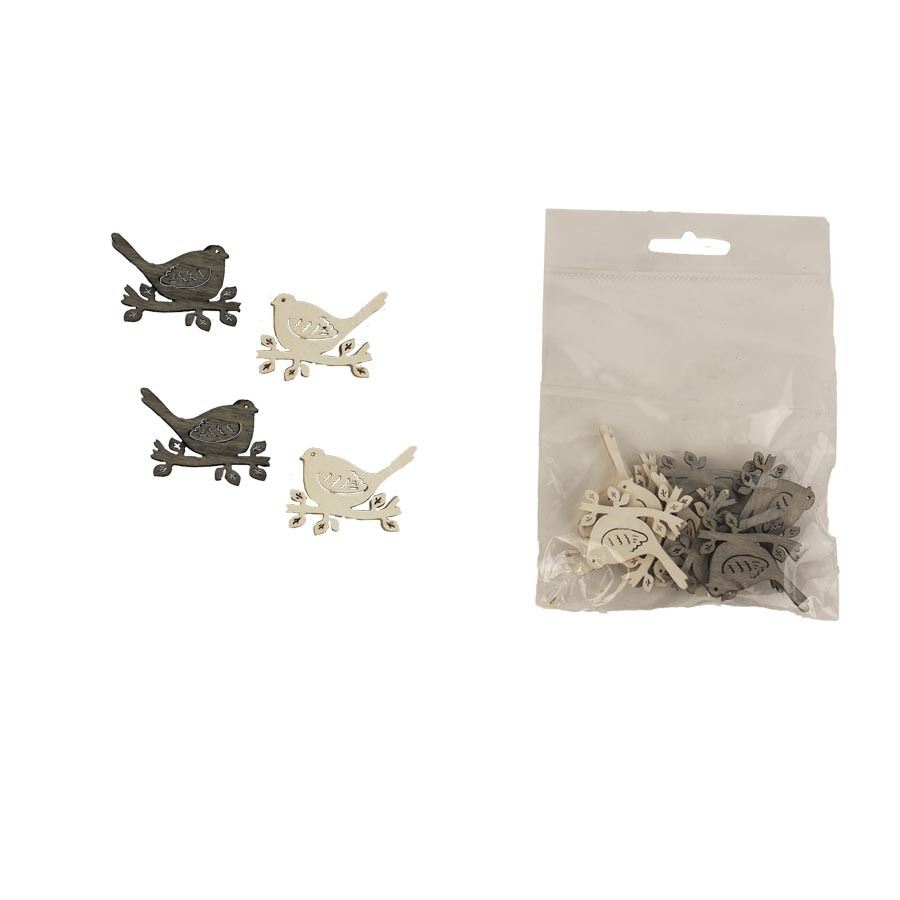 Dekoračný vtáčik, 12 ks D3712