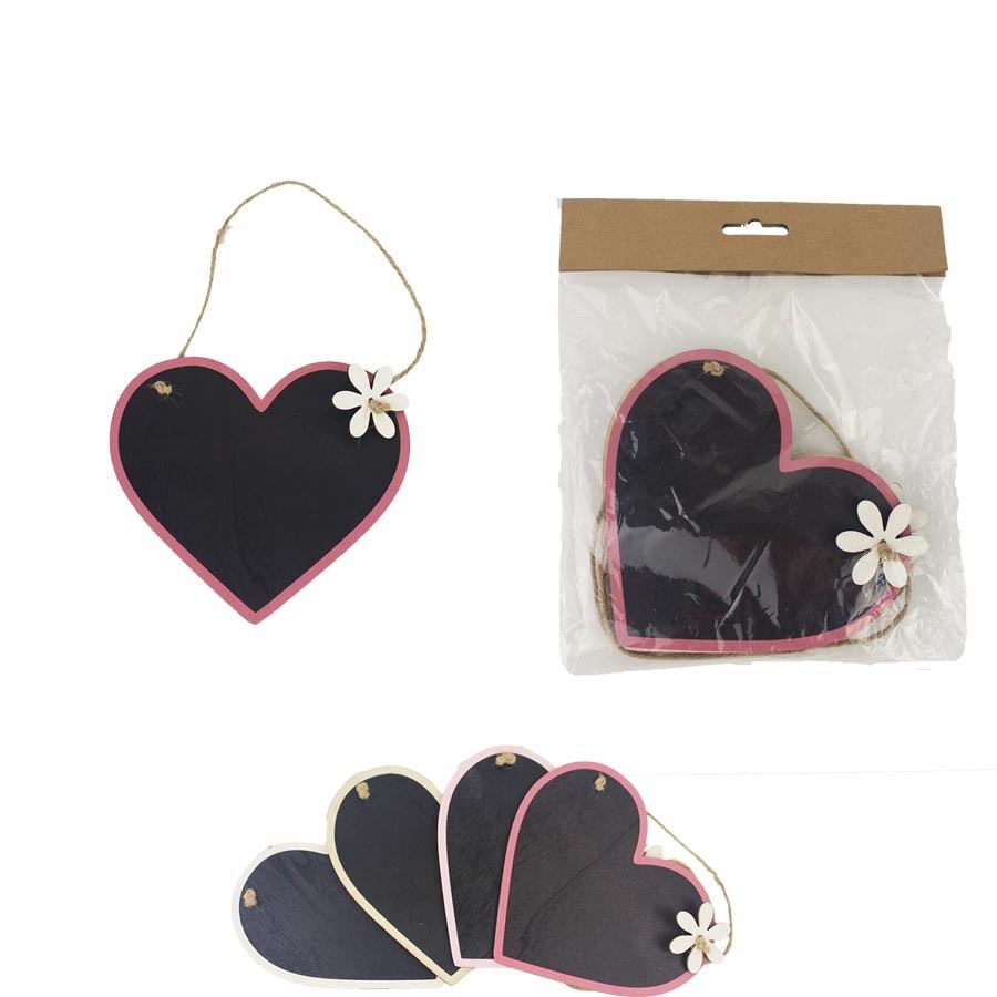 Dekoračné srdce, 4 ks D3739