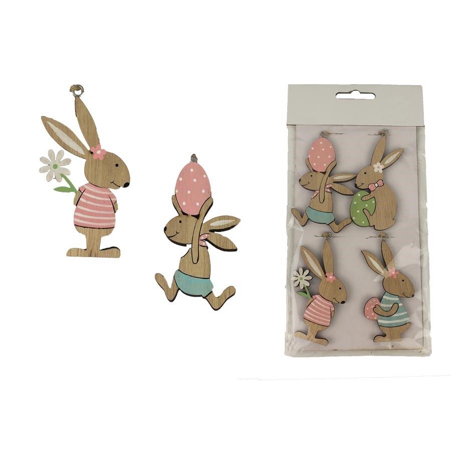 Dekorácia zajac, 4 ks D4008