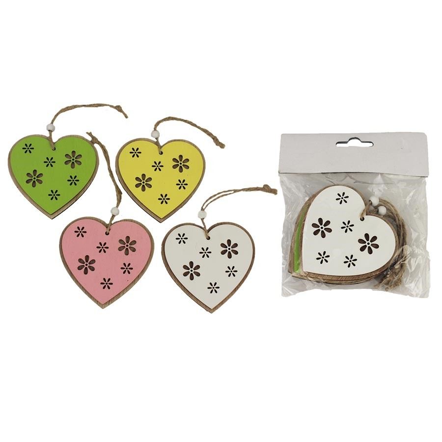 Dekorácia srdce, 4 ks D4024