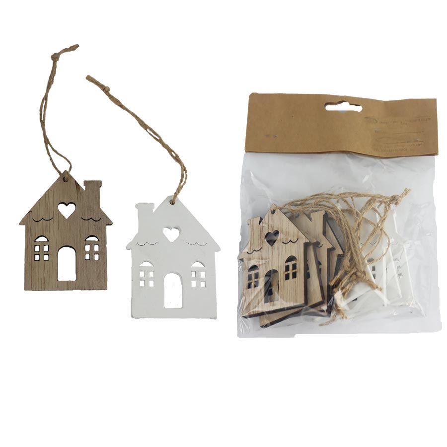 Dekorácia domček, 8 ks D6239