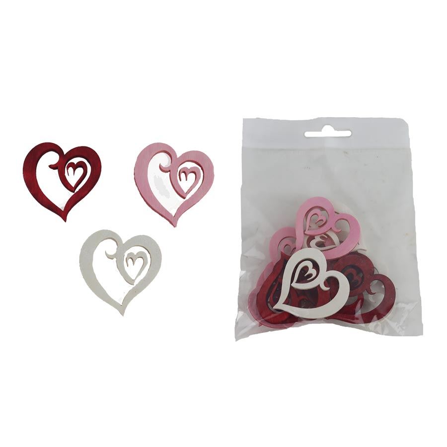 Dekorácia srdce, 12 ks D7126