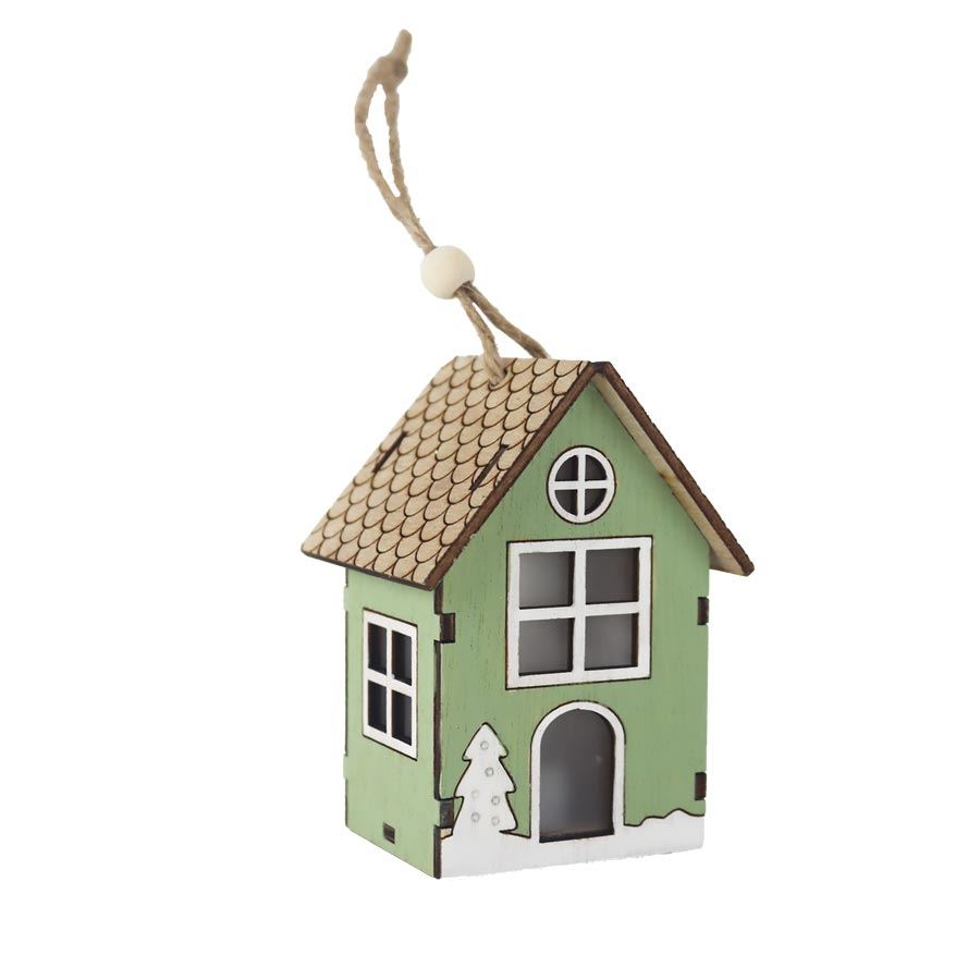 Dekoračný domček s LED osvetlením na zavesenie D7180