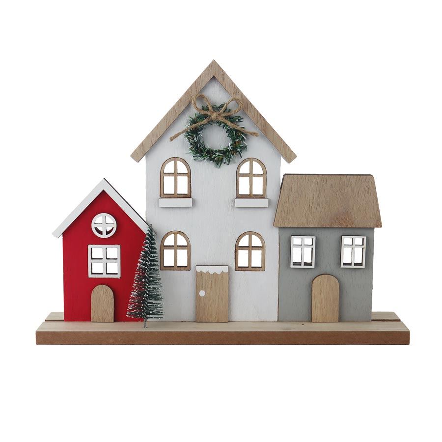 Dekorácia drevená dedinka D7186