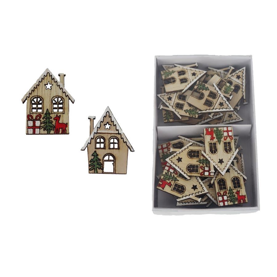 Dekorácia domček, 24 ks D7238