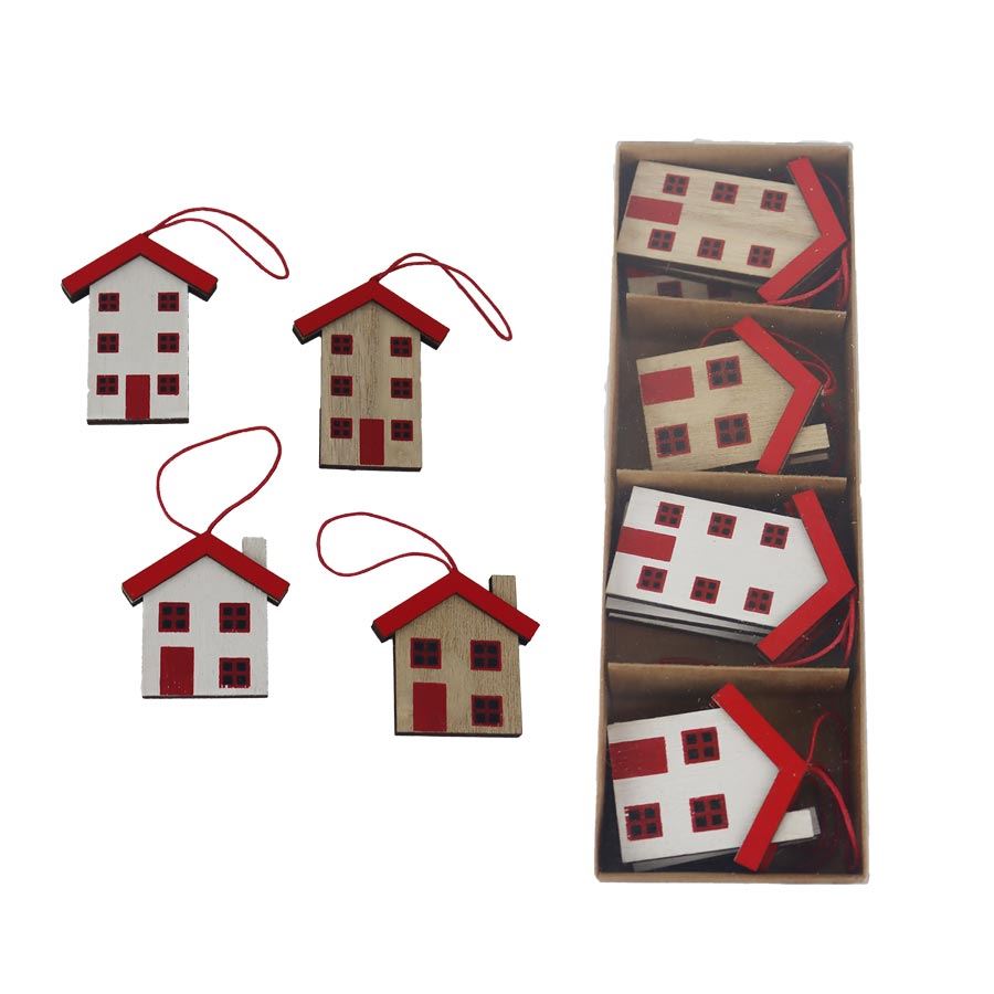 Dekorácia domček na zavesenie, 12 ks D7288