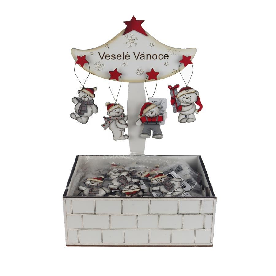 Drevené ozdoby na stromček v boxe, 72 ks D7459