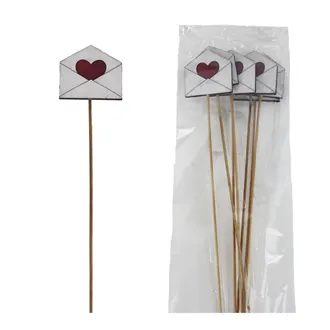Dekoračný zápich obálka so srdiečkom, 8 ks D7858
