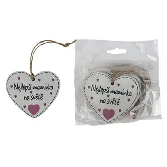 Srdce na zavesenie s nápisom Nejlepší maminka na světě, 10 ks D7869