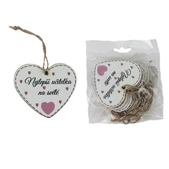 Srdce na zavesenie s nápisom Nejlepší babička na světě, 10 ks D7870
