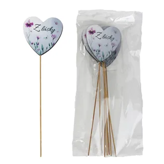 Dekoračný zápich srdce s nápisom Z LÁSKY, 8 ks D7876