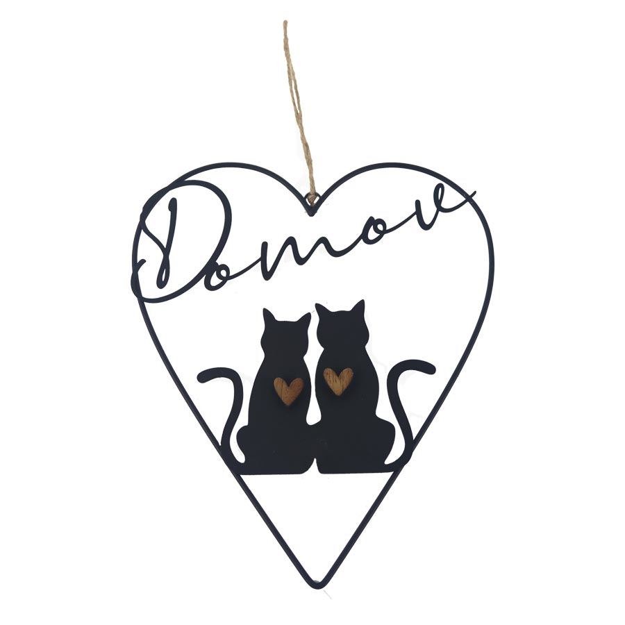 Srdce na zavesenie s mačkami K4536