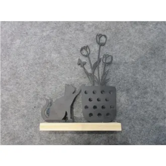 Dekorácia mačka s kvetinou K4782