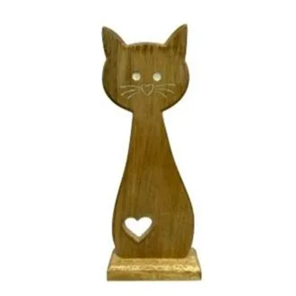 Mačka drevo 21,5cm natural M0098/1