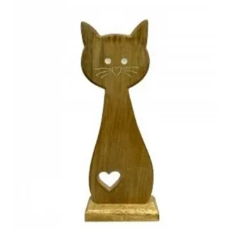 Mačka drevo 26,5cm natural M0098/2