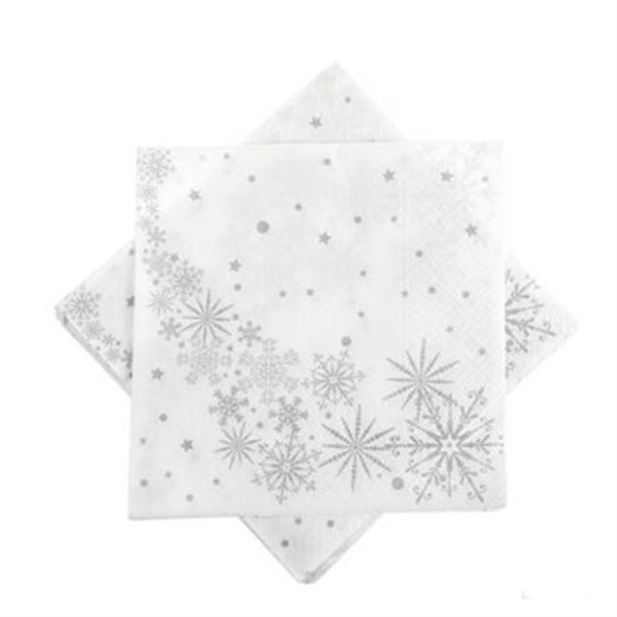 SERVÍTKOVÝ PAPIER HVIEZDY SNEHOVÁ VLOČKA 20 KS 33X33 CM O0263