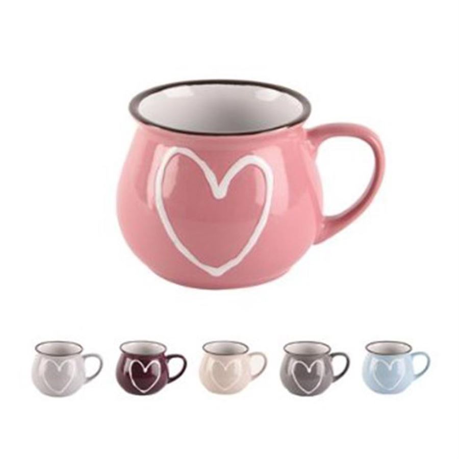 Hrnček keramický HEART 0,32 SADA mix 6ks O0268