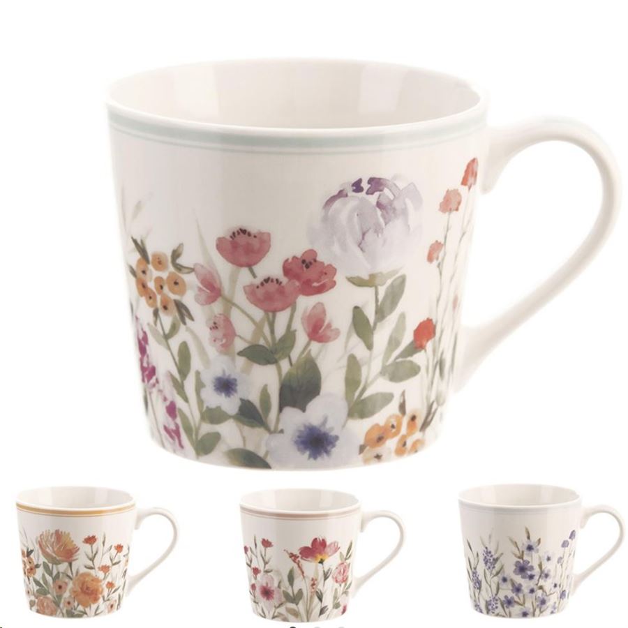 Hrnček porcelánový KVET 0,44 l MIX sada 4 ks