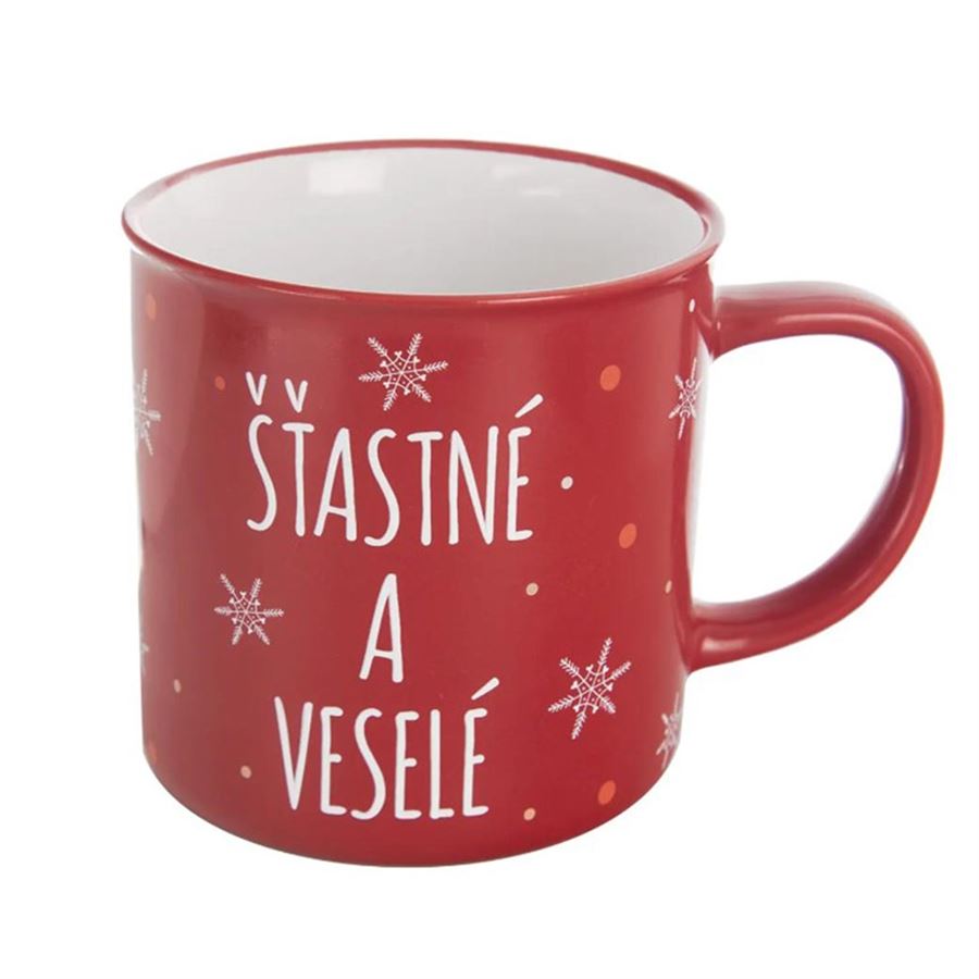 Hrnček keramický VLOČKA Šťastné a veselé O0349