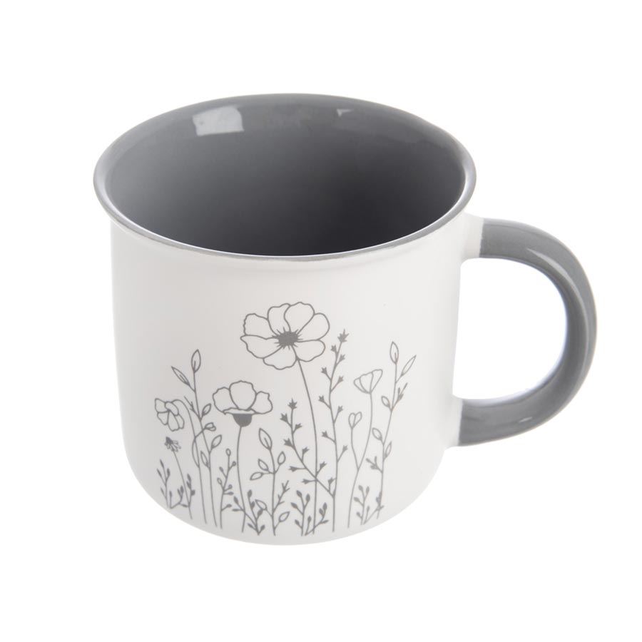 Porcelánový hrnček KVET 0,4 l sivý O0482-21