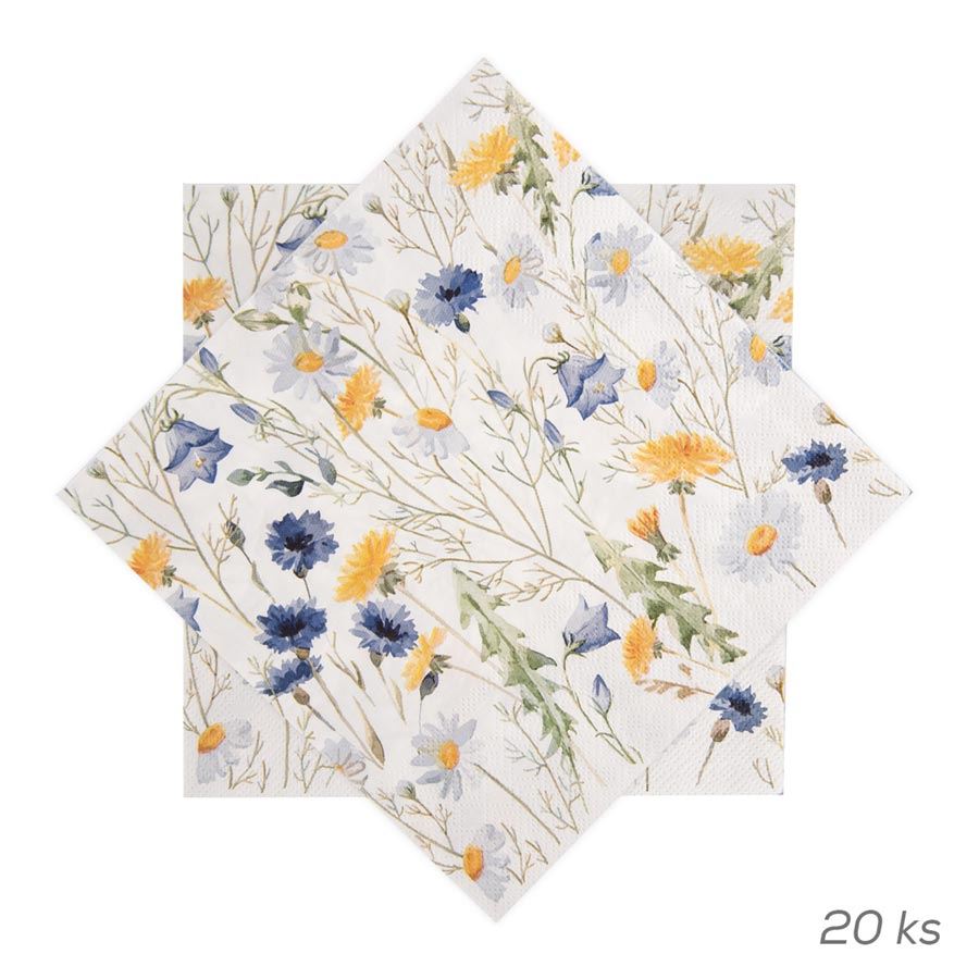 Obrúsok papier jarné kvety 20 ks 33x33 cm modrá O0566