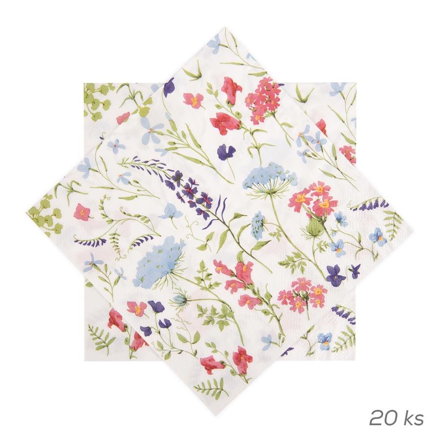 Obrúsok papier kvety 20 ks 33x33 cm ružová O0567