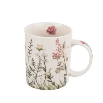 Porcelánový hrnček ružový kvet 330 ml O0578