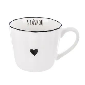 Hrnček porcelánový SRDCE s nápisom v češtine S láskou 0,4 l O0643