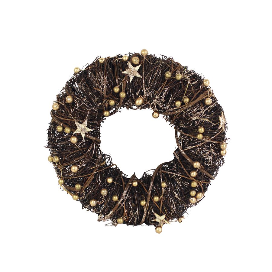 Veniec so zlatými ozdobami pr.34cm P0497