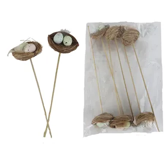 Zápich hniezdo s vajíčkami, 6 ks P2383