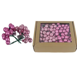 Sklenené banky na drôtiku sv.ružovej, priemer. 2cm, S0570-05/BOX 144 ks