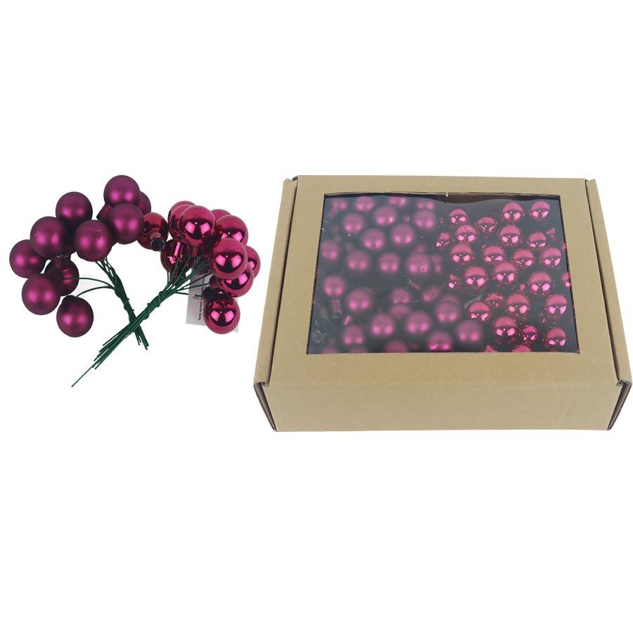 Sklenené banky na drôtiku bordó, pr. 2cm, S0570-09/BOX 144 ks