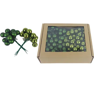 Sklenené banky na drôtiku zelené, priemer. 2cm, S0570-16/BOX 144 ks