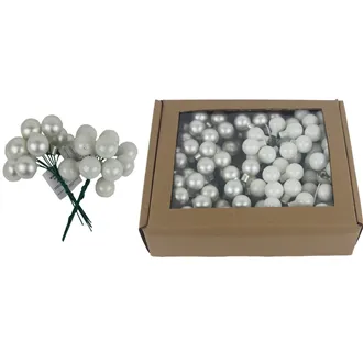 Sklenené banky na drôtiku béžovej, priemer. 2cm, S0570-26/BOX 144 ks