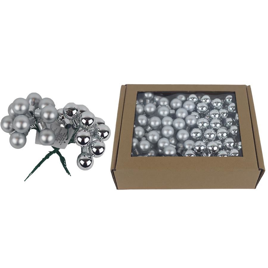 Sklenené banky na drôtiku strieborné, priemer. 2cm, S0570-28/BOX 144 ks