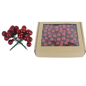 Sklenené banky na drôtiku červené, priemer. 2cm, S0570-34/BOX 144 ks