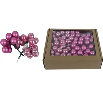 Sklenené banky na drôtiku ružovej, pr.2,5cm, S0571-05/BOX 144 ks