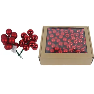 Sklenené banky na drôtiku červené, pr.2,5cm, S0571-08/BOX 144 ks