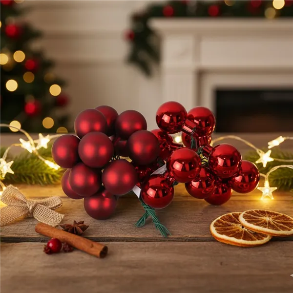 Sklenené banky na drôtiku červené, pr.2,5cm, S0571-08/BOX 144 ks