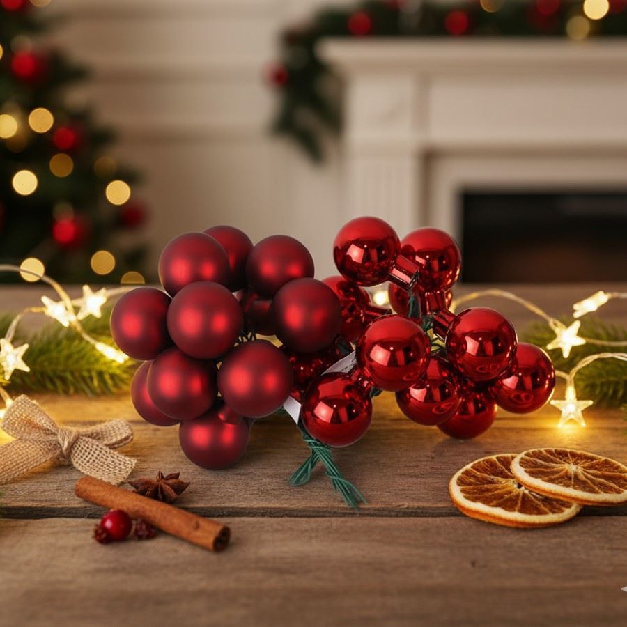 Sklenené banky na drôtiku červené, pr.2,5cm, S0571-08/BOX 144 ks