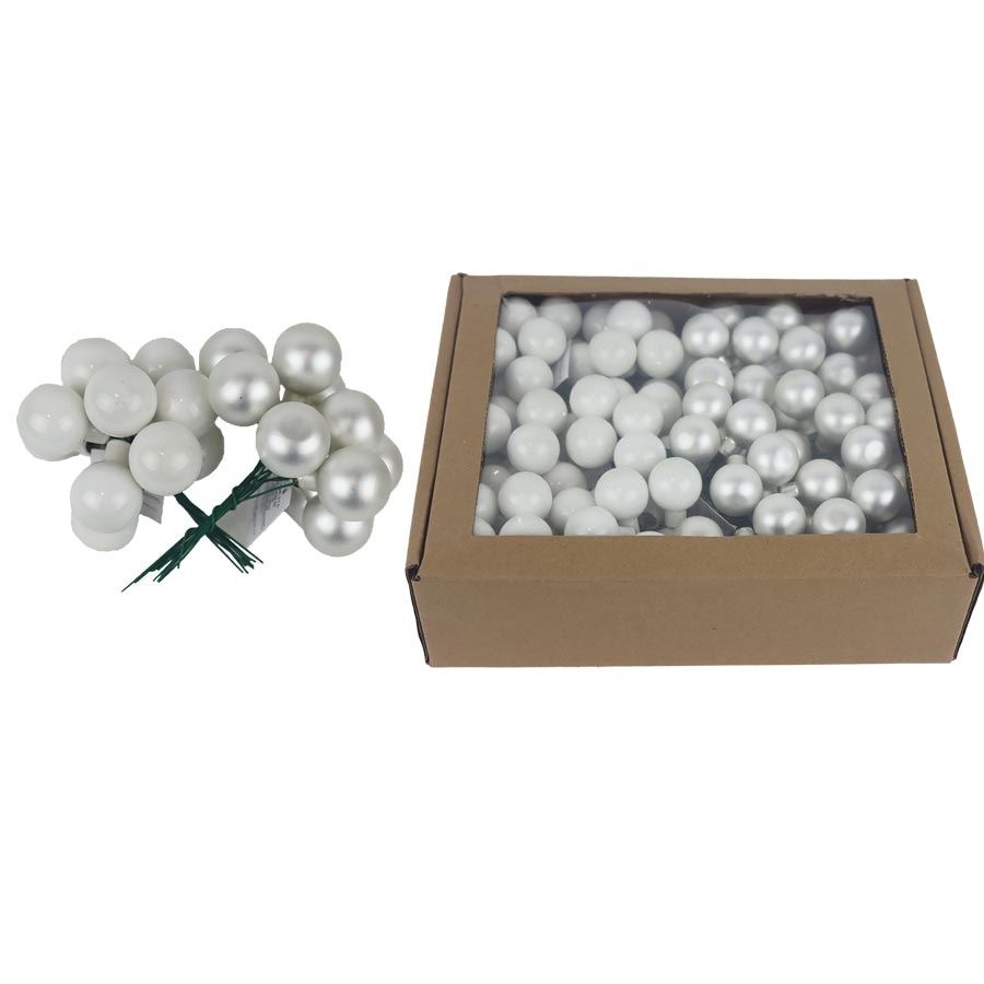 Sklenené banky na drôtiku perleťové, pr.2,5 cm, S0571-26/BOX 144 ks