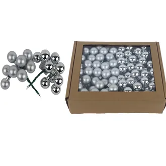 Sklenené banky na drôtiku strieborné, pr.2,5cm, S0571-28/BOX 144 ks