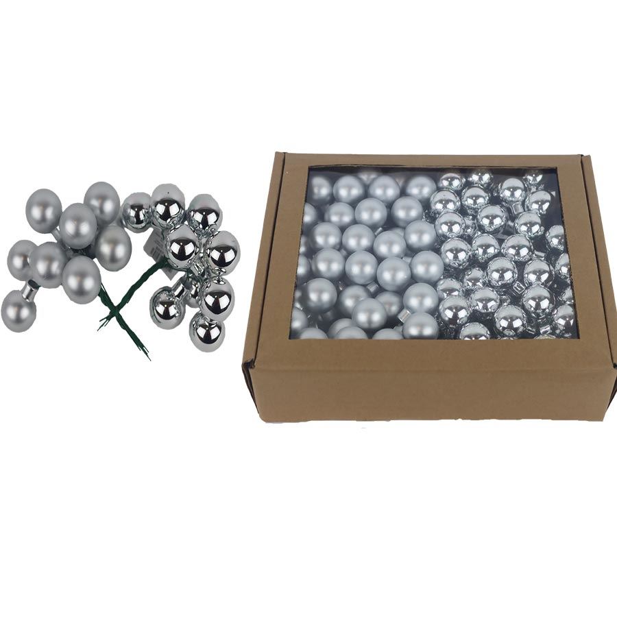 Sklenené banky na drôtiku strieborné, pr.2,5cm, S0571-28/BOX 144 ks