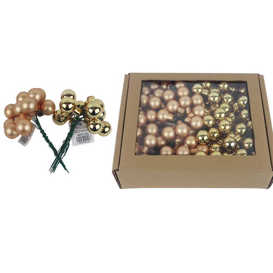 Sklenené banky na drôtiku champagne, pr.2,5 cm, S0571-30/BOX 144 ks