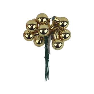 Sklenené banky na drôtiku, champagne lesklá, pr.2,5 cm, 12 ks, S0571-30/L