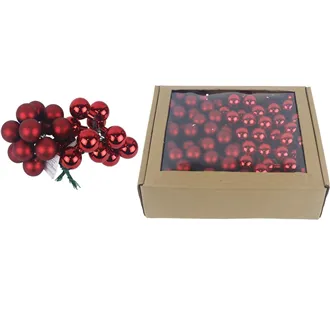 Sklenené banky na drôtiku červené, priemer. 2,5cm, S0571-34/BOX 144 ks